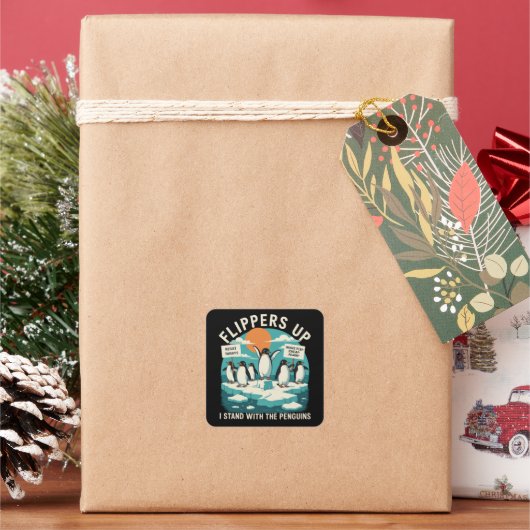 ペンギンの抵抗を受けて立つフリッパーズおもしろい スクエアシール (クリスマス)