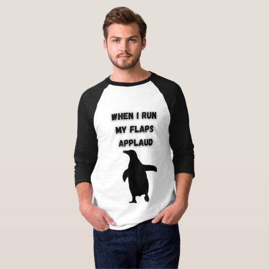 ペンギンの拍手が場違いで恥ずかしい Tシャツ (正面フル)