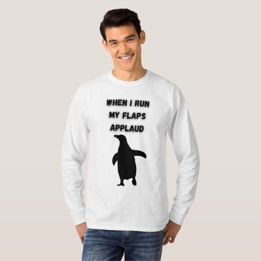 ペンギンの拍手が場違いで恥ずかしい Tシャツ (正面フル)