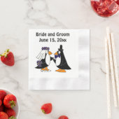 ペンギンの新郎新婦結婚の芸術 縁ありカクテルナプキン (インサイチュ)