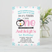 ペンギンの最初誕生日の招待状 招待状 (スタンド正面)