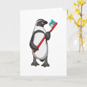 ペンギンの歯ブラシ カード (黄色い花)