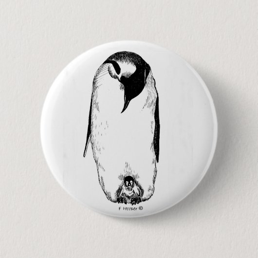 ペンギンの母およびひよこ 缶バッジ (正面)