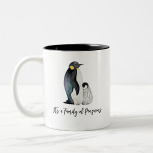 ペンギンの水彩画スケッチ ツートーンマグカップ