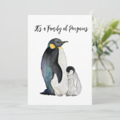 ペンギンの水彩画スケッチ 招待状 (スタンド正面)