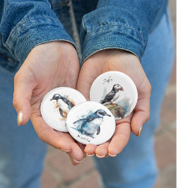 ペンギンの水色、カスタマイズ可能 缶バッジ