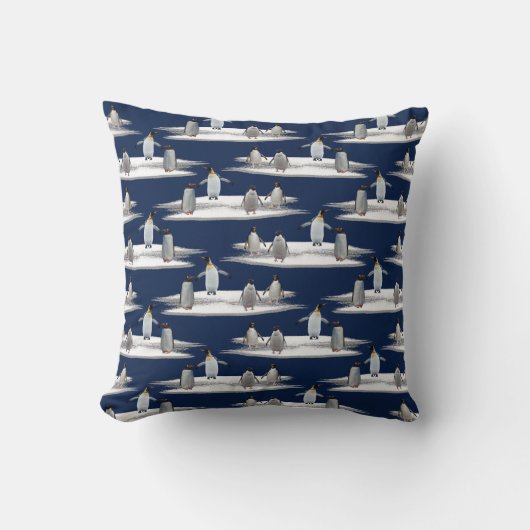 ペンギンの氷山のパーティーの枕(海軍) クッション (正面)