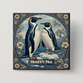 ペンギンの氷鳥 雪の氷河 冬の湖 私と結婚して 缶バッジ