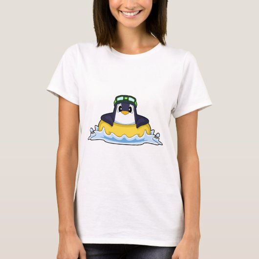 ペンギンの浮き輪 インフレータブル 夏 Tシャツ (正面)