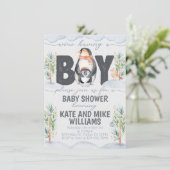 ペンギンの男の子のベビーシャワー招待状 招待 招待状 (スタンド正面)