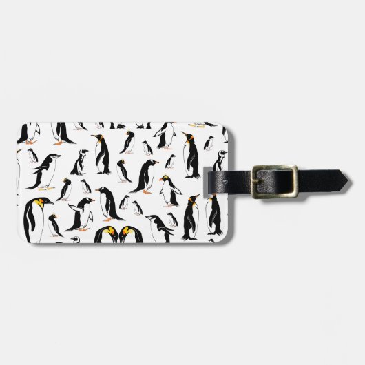 ペンギンの白黒パターン ラゲッジタグ (正面横)