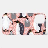 ペンギンの皇帝、カブ、ピンクの装飾模様。 Case-Mate iPhoneケース (裏面 (横))
