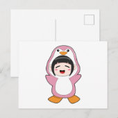 ペンギンの着ぐるみを着た子供 ポストカード (正面/裏面)
