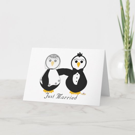ペンギンの結婚たった今結婚しました 案内状 (正面)