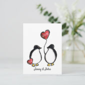 ペンギンの結婚式の日付を保存 シーズンポストカード (スタンド正面)