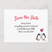 ペンギンの結婚式の日付を保存 シーズンポストカード (裏面)