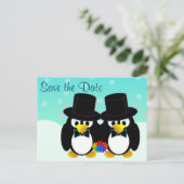 ペンギンの結婚式　記念日カード 案内ポストカード (スタンド正面)