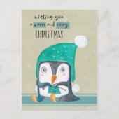 ペンギンの編み物のクリスマスの郵便はがき シーズンポストカード (正面)