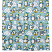 ペンギンの背景 シャワーカーテン (正面)