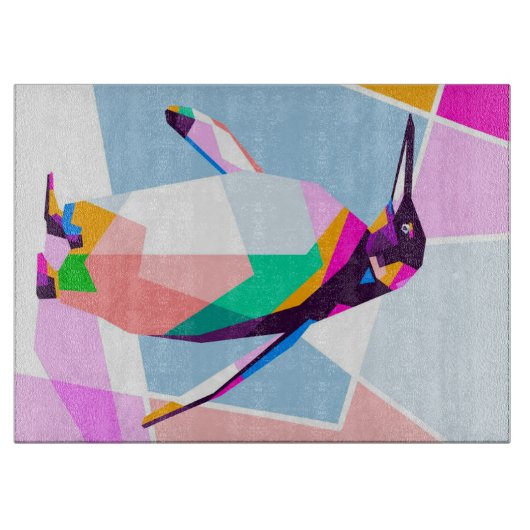 ペンギンの色の幾何学模様 |アートギフト カッティングボード (正面)