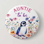 ペンギンの花ベビーシャワーおばあちゃん 缶バッジ (正面)