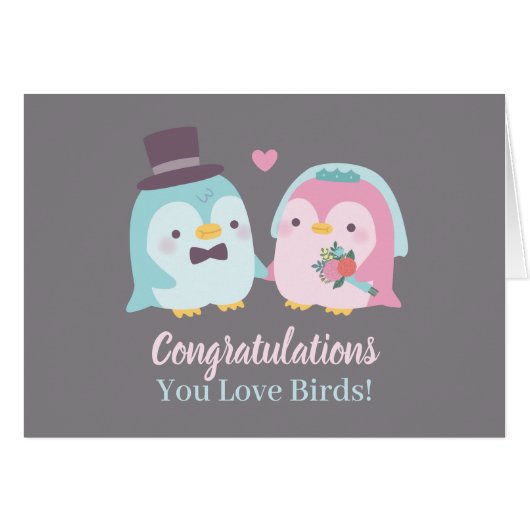 ペンギンの花婿と花嫁の結婚おめでとう (正面横)