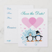 ペンギンの花嫁　保存日付のお知らせ 招待状 (正面/裏面)