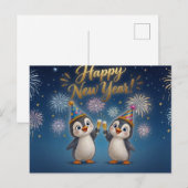 ペンギンの花火 年賀状 ポストカード (正面/裏面)