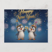 ペンギンの花火 年賀状 ポストカード (正面)