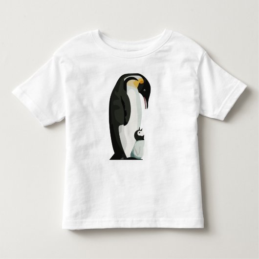 ペンギンの親とシックなボンディングアート トドラーTシャツ (正面)