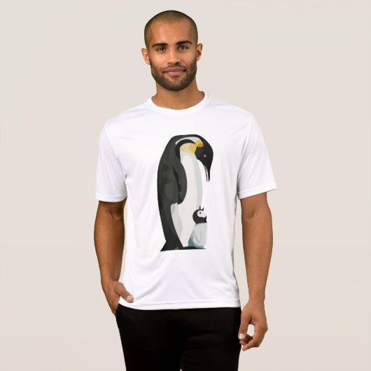 ペンギンの親子愛情表現アート Tシャツ (正面フル)