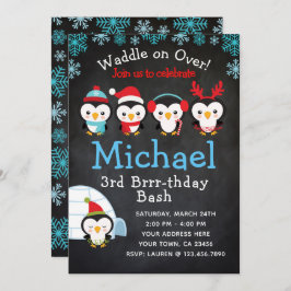 ペンギンの誕生日の招待状 招待状