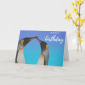 ペンギンの誕生日カード カード (黄色い花)