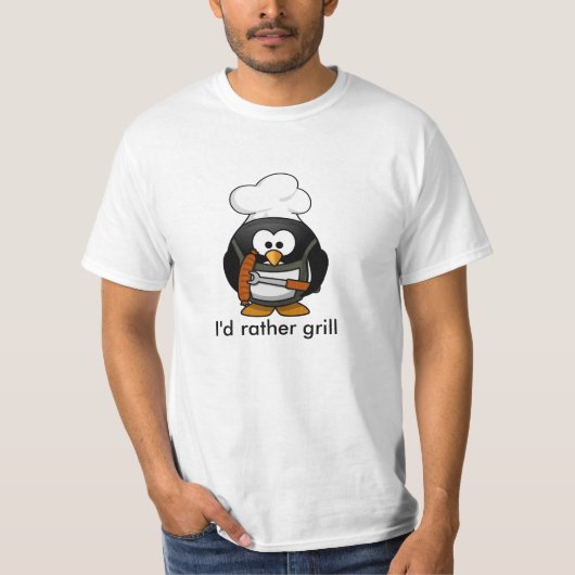 ペンギンの調理師を焼いて私はむしろ焼きます Tシャツ (正面)