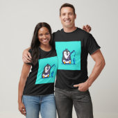 ペンギンの釣り人 釣り竿 魚 Tシャツ (ユニセックス)