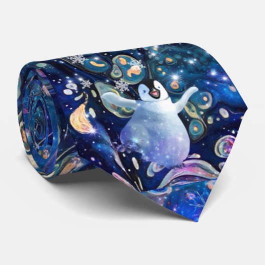 ペンギンの雪の薄片の首のタイ ネクタイ (ロール)