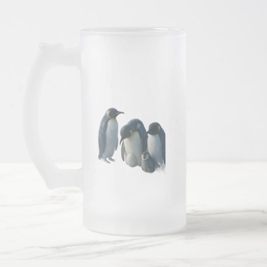 ペンギンの霜降りガラスビール商品説明 フロストグラスビールジョッキ (左)