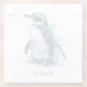 ペンギンの青い水色 ガラスコースター (裏面)