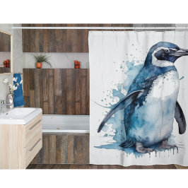 ペンギンの青い水色 シャワーカーテン