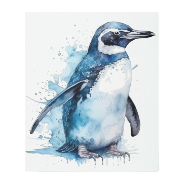 ペンギンの青い水色 メタルプリント (正面)