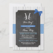 ペンギンの青色児のブライダル・シャワーの男の子の木製の招待 招待状 (正面)