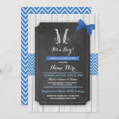 ペンギンの青色児のブライダル・シャワーの男の子の木製の招待 招待状 (正面/裏面)