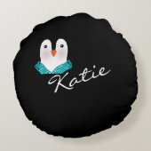 ペンギンの顔の枕は個人化なります ラウンドクッション (裏面)