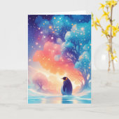 ペンギンの魅惑的な旅 カード (黄色い花)