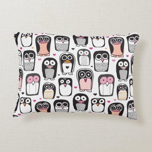 ペンギンの鳥のイラストレーションの背景 アクセントクッション (裏面)