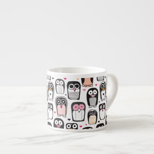 ペンギンの鳥のイラストレーションの背景 エスプレッソカップ (正面右)