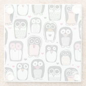 ペンギンの鳥のイラストレーションの背景 ガラスコースター (裏面)