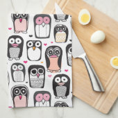 ペンギンの鳥のイラストレーションの背景 キッチンタオル (四つ折り)