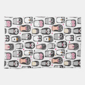 ペンギンの鳥のイラストレーションの背景 キッチンタオル (横)