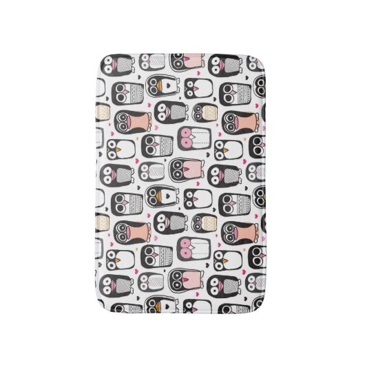 ペンギンの鳥のイラストレーションの背景 バスマット (正面縦)